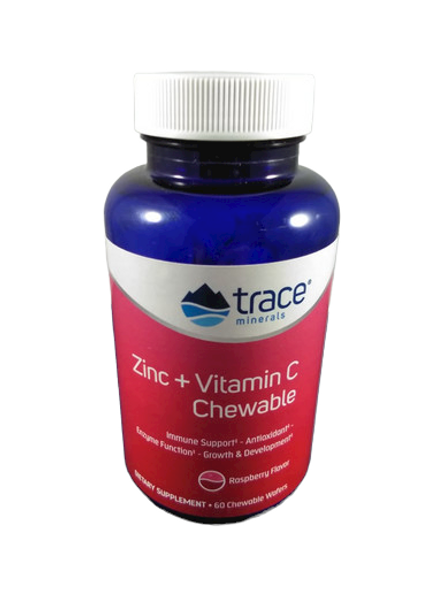 Zinc + Vitamin C Chewable, Raspberry Flavor, 60 Chewable Wafers -Zinc + Vitamina C Masticable, Sabor Frambuesa, 60 Obleas Masticables