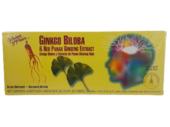 Ginkgo Biloba & Red Panex Ginseng Extract, 10 Bottles - GInkgo Biloba y Extracto de Ginseng de Panex Rojo, 10 Botellas
