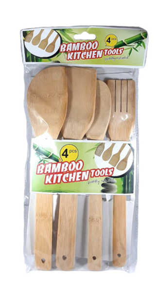 Bamboo Kitchen Tool, Set of 4 - Utensilios de Cocina de Bambú, Juego de 4