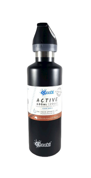 Water Bottle, Active, Insulated, Black, 600ml - Botella de Agua, Activa, Aislada, Negra, 600ml