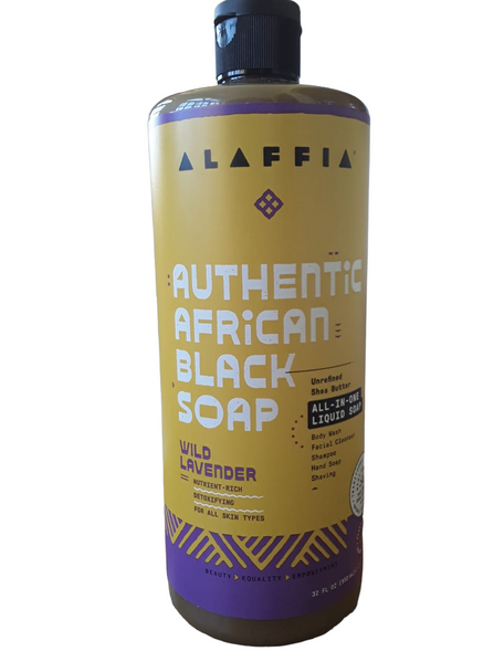 African Black Soap, Wild Lavender, 32 fl oz. -Jabón Negro Africano, Lavanda Silvestre