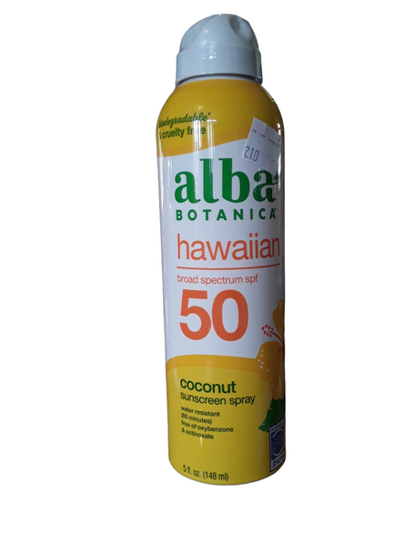 Sunscreen Spray, Hawaiian Coconut SPF-50, 5 oz -Protector Solar en Espray, Coco Hawaiino SPF-50, 5 oz