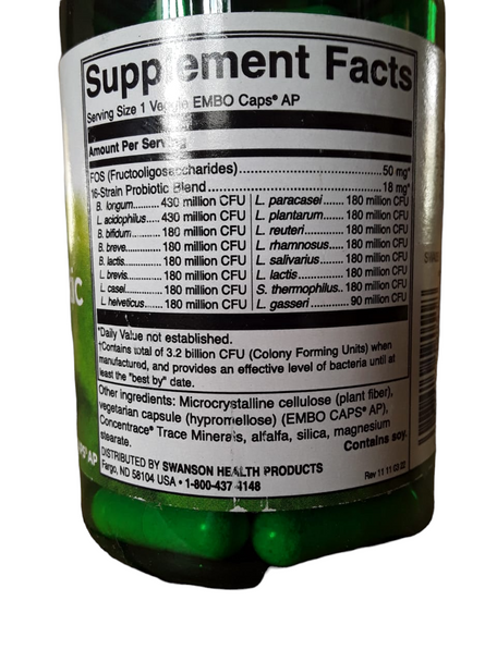 Probiotic, 16 Strain, with FOS, 3.2 Billion CPU, 60 Veggie Capsules -Probiótico, 16 Strain, con FOS, 3.2 mil millones de CPU, 60 Capulas Vegetal