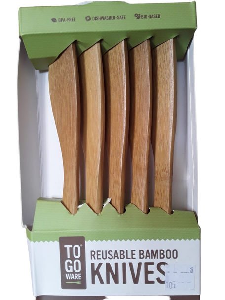 Knives, Reusable Bamboo, 5 Count -Cuchillos, Bambú Reutilizables, 5 Unidades