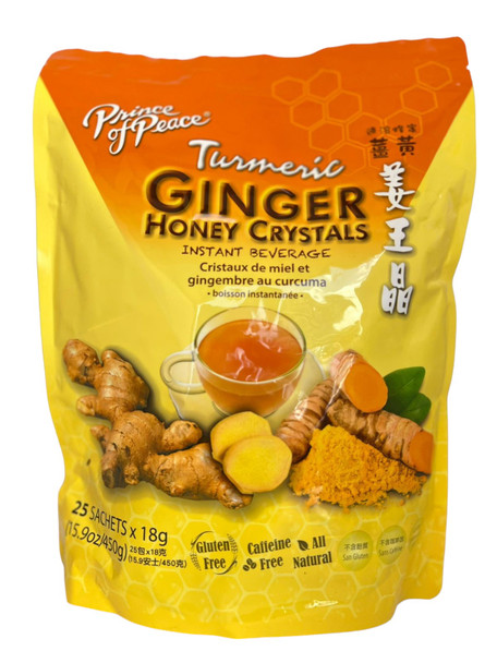 Turmeric Ginger Honey Crystals, 25 Sachets - Cúrcuma Jengibre Miel Cristales, 25 Bolsitas
