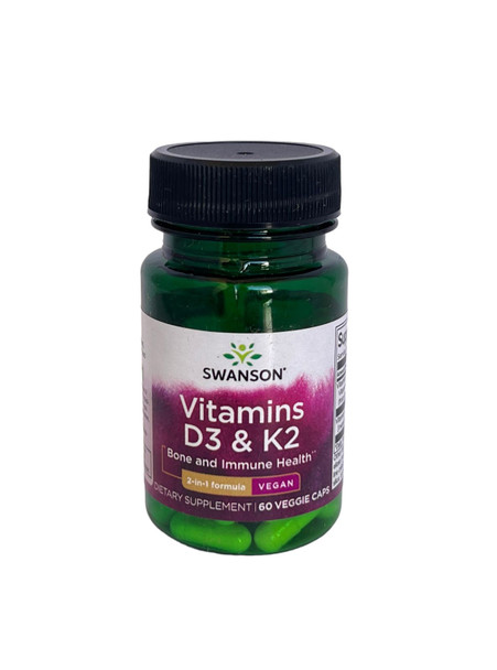 Vitamins D3 & K2, Vegan, 60 Veggie Capsules - Vitaminas D3 & K2, Vegano, 60 Cápsulas Vegetales