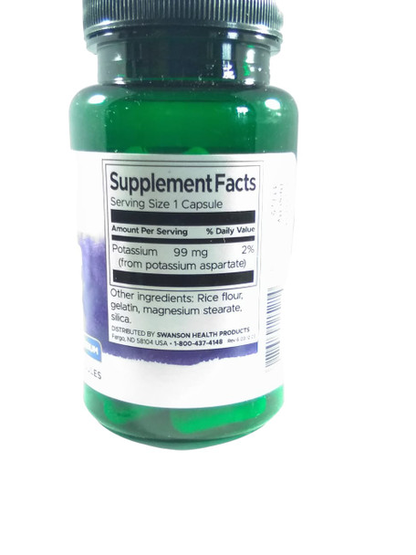Potassium Aspartate, Electrolyte Mineral, 99mg, 60 Capsules -Aspartato de Potasio, Mineral Electrolítico, 99mg, 60 Cápsulas