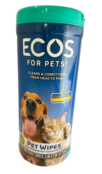 Pet Wipes, with Peppermint Essential Oil - Toallitas para Mascotas, con Aceite Esencial de Menta