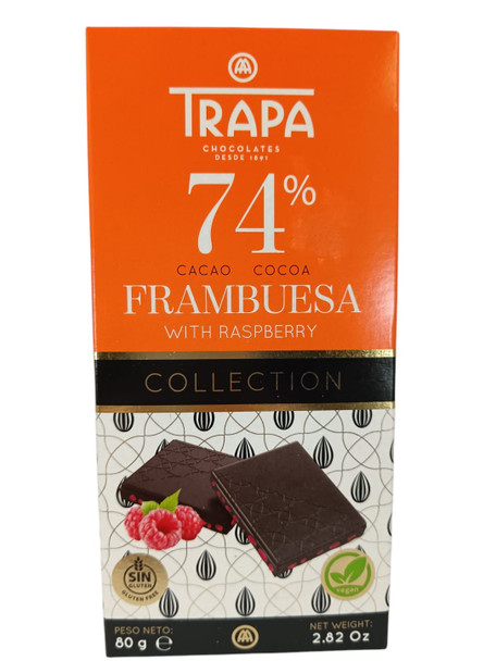 Chocolate, 74%, Raspberry, 2.82 oz - Chocolate, Frambruesa, 74%, 80g