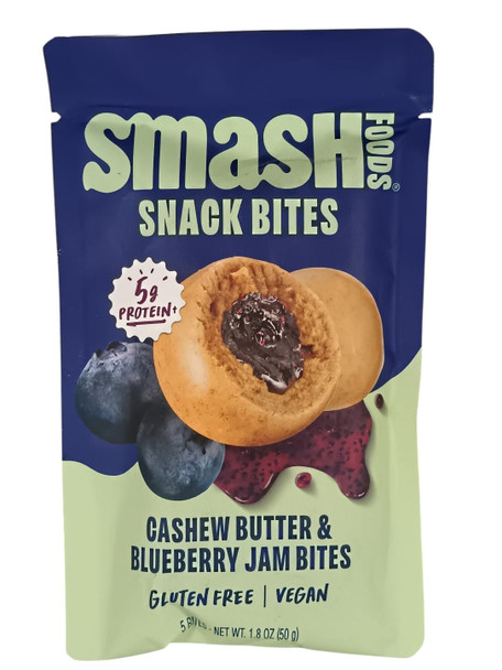 Cashew Butter & Blueberry Jam Bites, 50g -Bocaditos de Mantequilla de Marañón y Mermelada de Arándanos, 50g