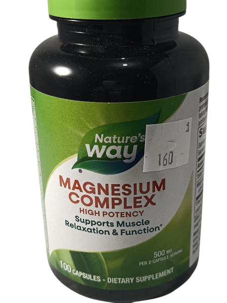 Magnesium Complex, 500mg per Serving, 100 Capsules Complejo de Magnesio, 500 mg por porción, 100 cápsulas