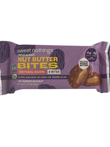 Nut Butter Bites, Oatmeal Raisin, Organic, 1.4 oz - Bocaditos de mantequillas de nueces, avena y pasas, Orgánicos, 40 g