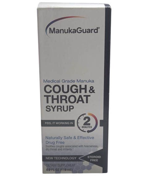 Cough & Throat Syrup, Medical Grade Manuka, 4 fl oz - Jarabe para la tos y la garganta, manuka de grado médico, 118 ml