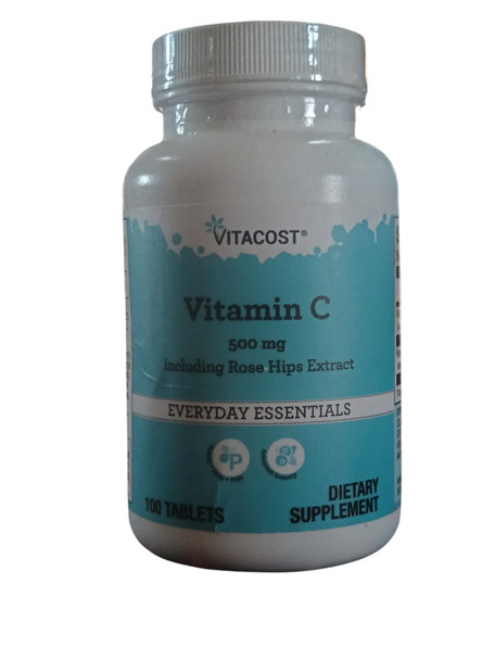 Vitamin C, 500mg, with Rose Hips, 100 Tablets - Vitamina C, 500 mg, con Escaramujo, 100 Tabletas
