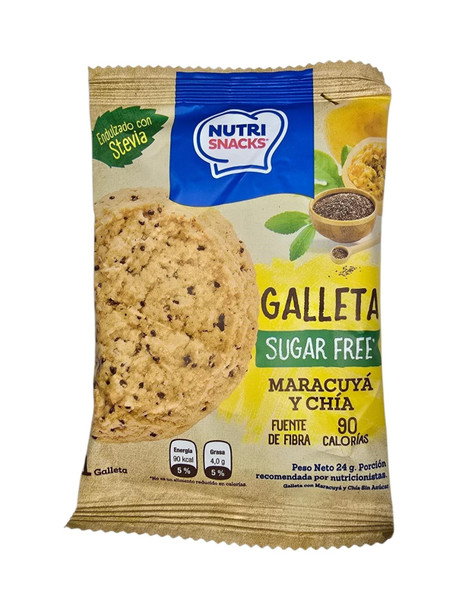 Cookie, Maracuya & Chia, 24g - Galleta, Sin Azucar, Maracuya y Chia, 25g