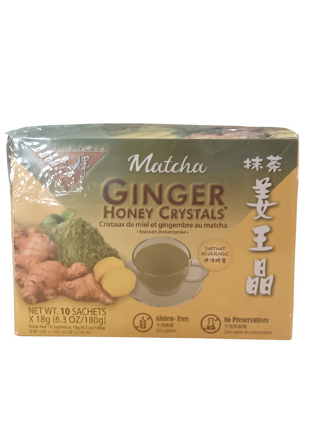 Honey Crystals, Matcha, 10 Sachets - Cristales de miel y jengibre, Matcha, 10 sobres