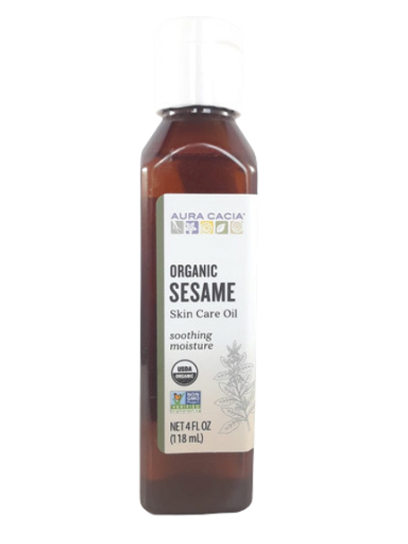 Sesame Skin Care Oil, Organic,4 fl oz. - Aceite de Sésamo para el Cuidado de la Piel, Organico, 4 fl oz.