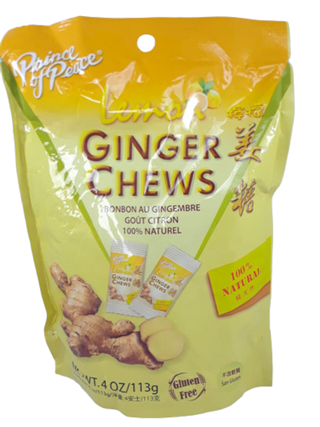 Ginger Chews, Lemon, 4 oz. - Masticables de Jengibre, Limón, 4 oz.