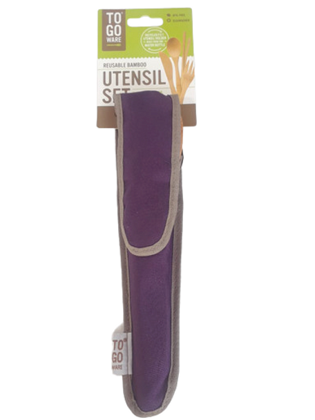 Utensil Set, Bamboo, Purple - Juego de Utensilios, Bambú, Púrpura