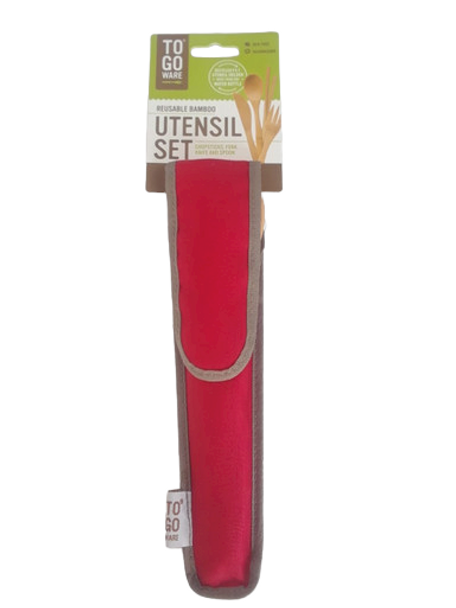 Utensil Set, Bamboo, Red - Juego de Utensilios, Bambú, Rojo