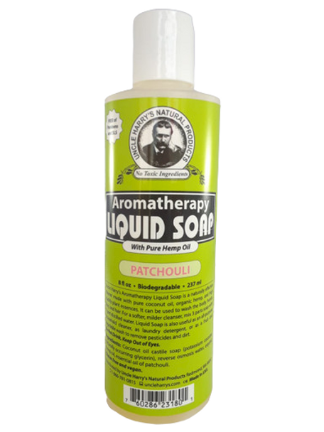Soap, Liquid, with Pure Hemp Oil, Patchouli, 8 fl oz. - Jabón, Líquido, con Aceite Puro de Cáñamo, Pachulí, 8 fl oz.
