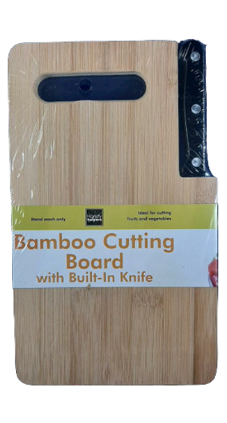 Cutting Board, Bamboo, with Built in Knife -Tabla de Cortar, Bambú, con Cuchillo Incorporado
