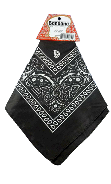 Bandana, 20" x 20",  Black -Bandana, 20" x 20", Negro