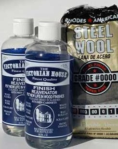 Kitchen Cabinet special 2 finish rejuvenator and steel wool. Furniture Cleaner and polish