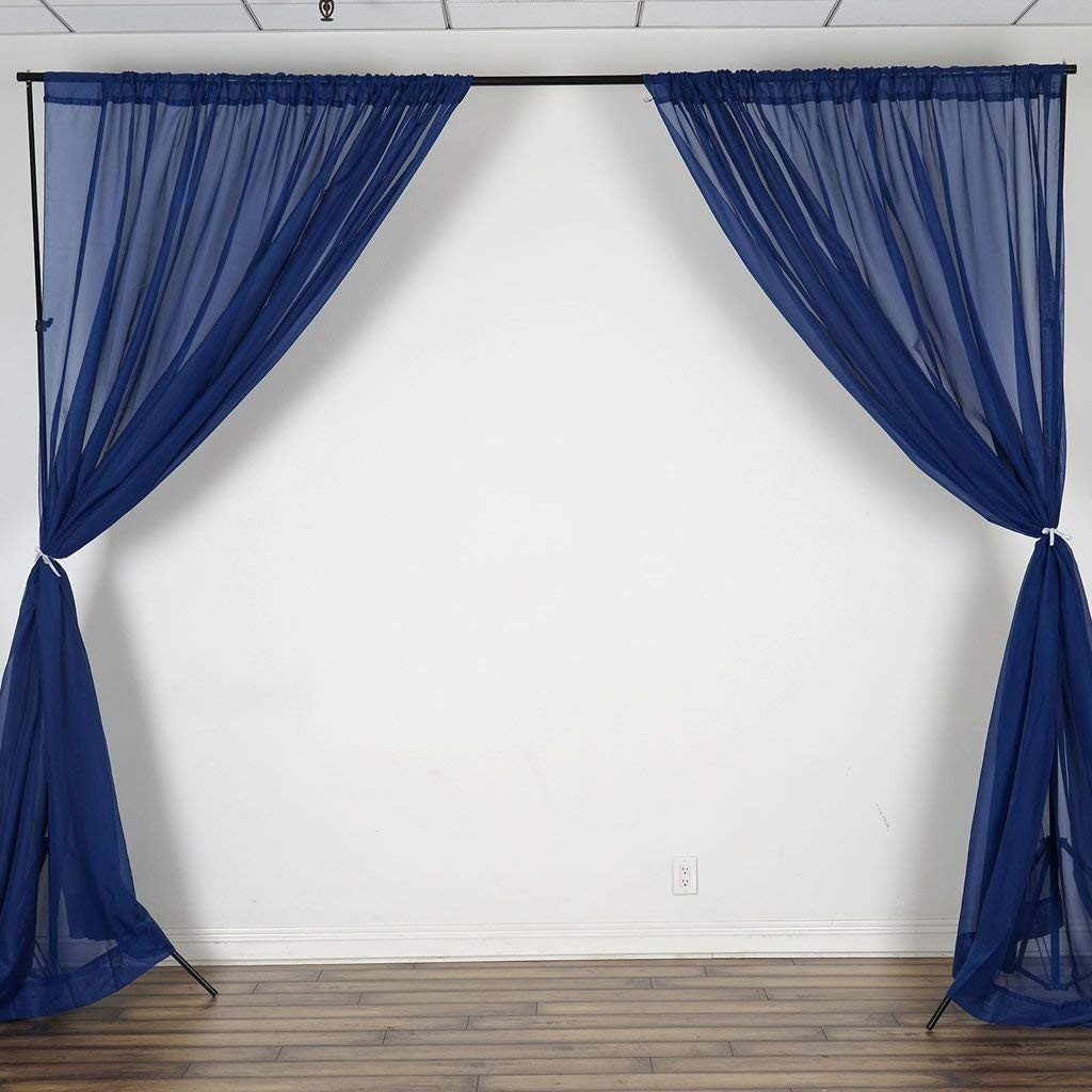 Navy 120 Wide 10ft Wide Sheer Voile Drape Panels Select