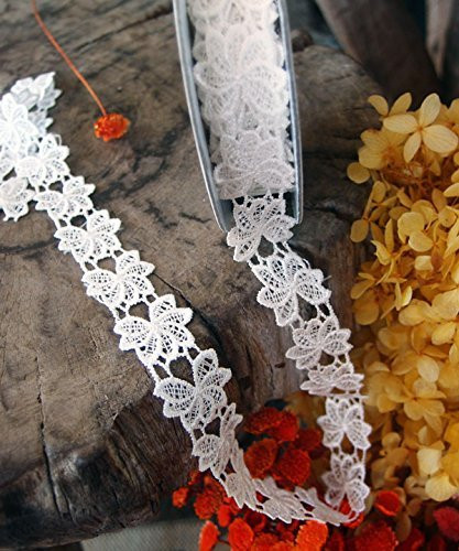 1" x 5 Yards Floral Lace Crochet Ribbon (Ivory)