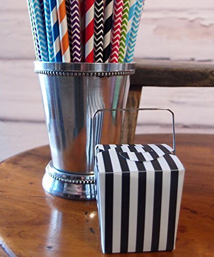 2" Mini Stripe Pet Take-out Gift Favor Boxes, Pack of 12 (Black)