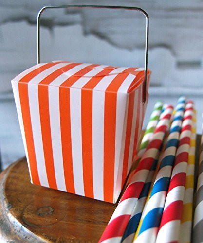 2" Mini Stripe Pet Take-out Gift Favor Boxes, Pack of 12 (Orange)