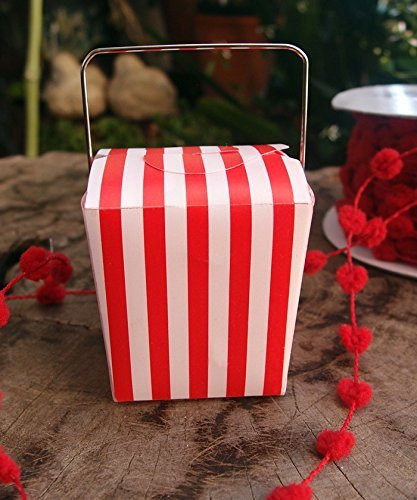 2" Mini Stripe Pet Take-out Gift Favor Boxes, Pack of 12 (Red)