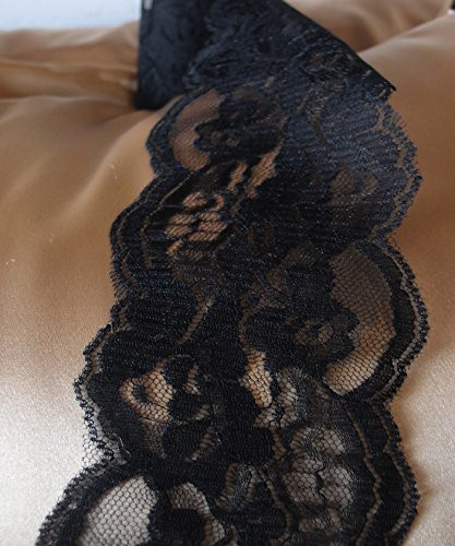 4" wide x 10 yards Black Floral Pattern Crochet Lace Ribbon for Decorating, Floral Designing and Crafts