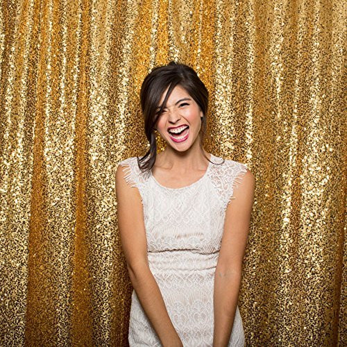 5ft x 6ft Gold Sequin Taffeta Fabric Photography Backdrop, Sequin Photo Booth Backdrop - MADE IN USA.