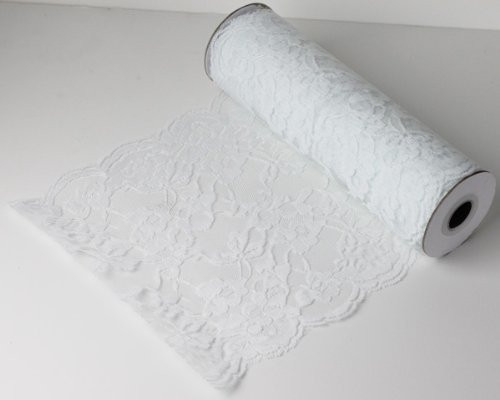 9" wide x 10 yards White Floral Pattern Lace Ribbon for Decorating, Floral Designing and Crafts