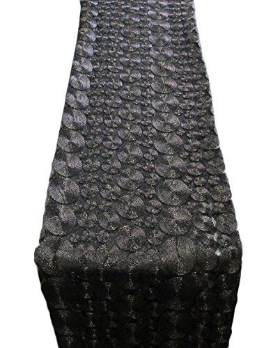 AK-Trading 14" X 108" Vortex Lace Table Runner for Home, Events & Wedding Decorations (Black)