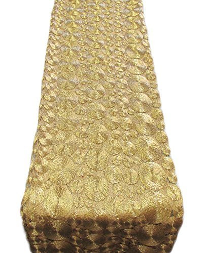 AK-Trading 14" X 108" Vortex Lace Table Runner for Home, Events & Wedding Decorations (Gold)