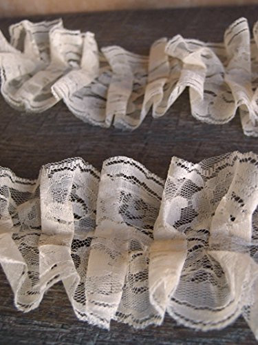 AK-Trading 3" wide x 5 yards Ivory Floral Pattern Ruffled Lace Ribbon for Decorating, Floral Designing and Crafts
