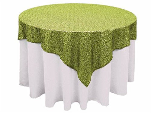 AK-Trading 72"x72" Grand Duchess Beaded Sequin Table Cover or Overlay (Green)