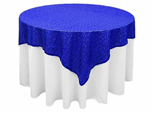 AK-Trading 72"x72" Grand Duchess Beaded Sequin Table Cover or Overlay (Royal Blue)