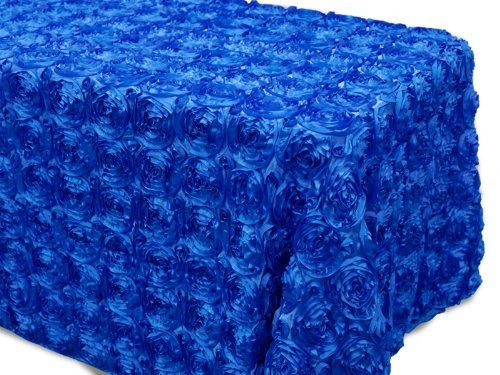 AK-Trading Tablecloth 54 x 120-Inch Rectangular Rose Grandiose Rosette Tablecloth Tablecover (Royal)