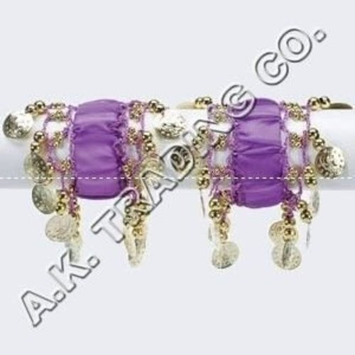 Belly Dance Dancing Arm Cuffs Bracelet - PURPLE/GOLD (PAIR)