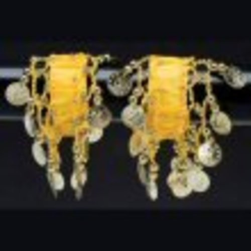 Belly Dance Dancing Arm Cuffs Bracelet - YELLOW/GOLD (PAIR)