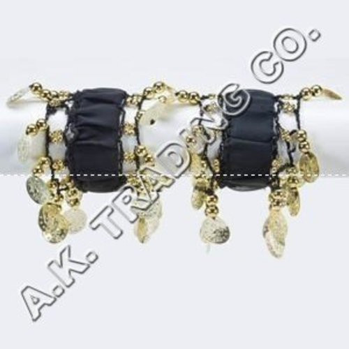 Belly Dancing Arm Cuffs Bracelet - BLACK/GOLD (PAIR)