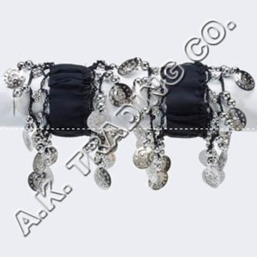 Belly Dancing Arm Cuffs Bracelet - Black/Silver (PAIR)