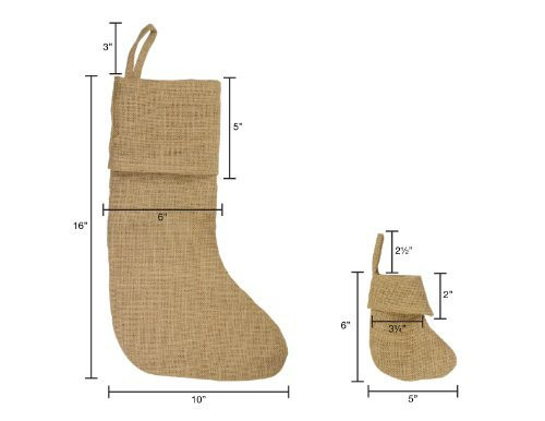 Burlap Jute Christmas Stocking - Select from 2 Sizes (16"x10")