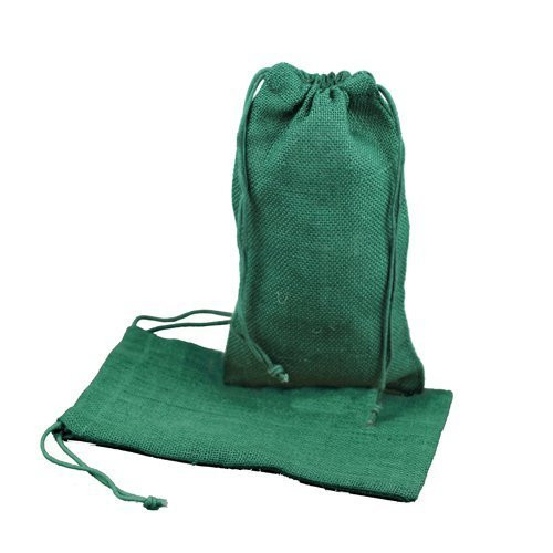 Burlap Jute Favor Bags (Pack of 12) - Select From 8 Colors Available in 3 Sizes (6"x10", Hunter Green)