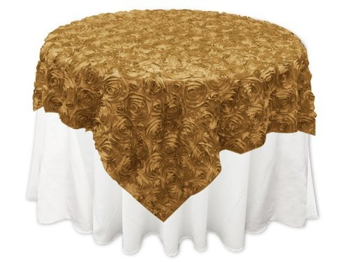 Grandiose Rose Design Rosette Table Overlay Table Cover - Gold (96x96)