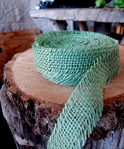 JUTE BURLAP RIBBON - MINT 1.5 INCH X 10 YARDS